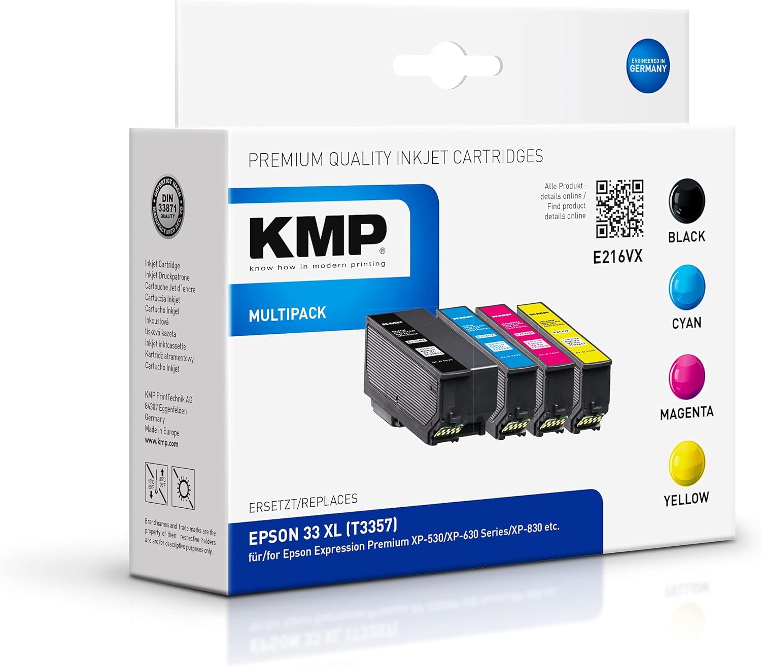 Tinte KMP/EPSON E216VX/T3357 XL CMYBK kompatibel