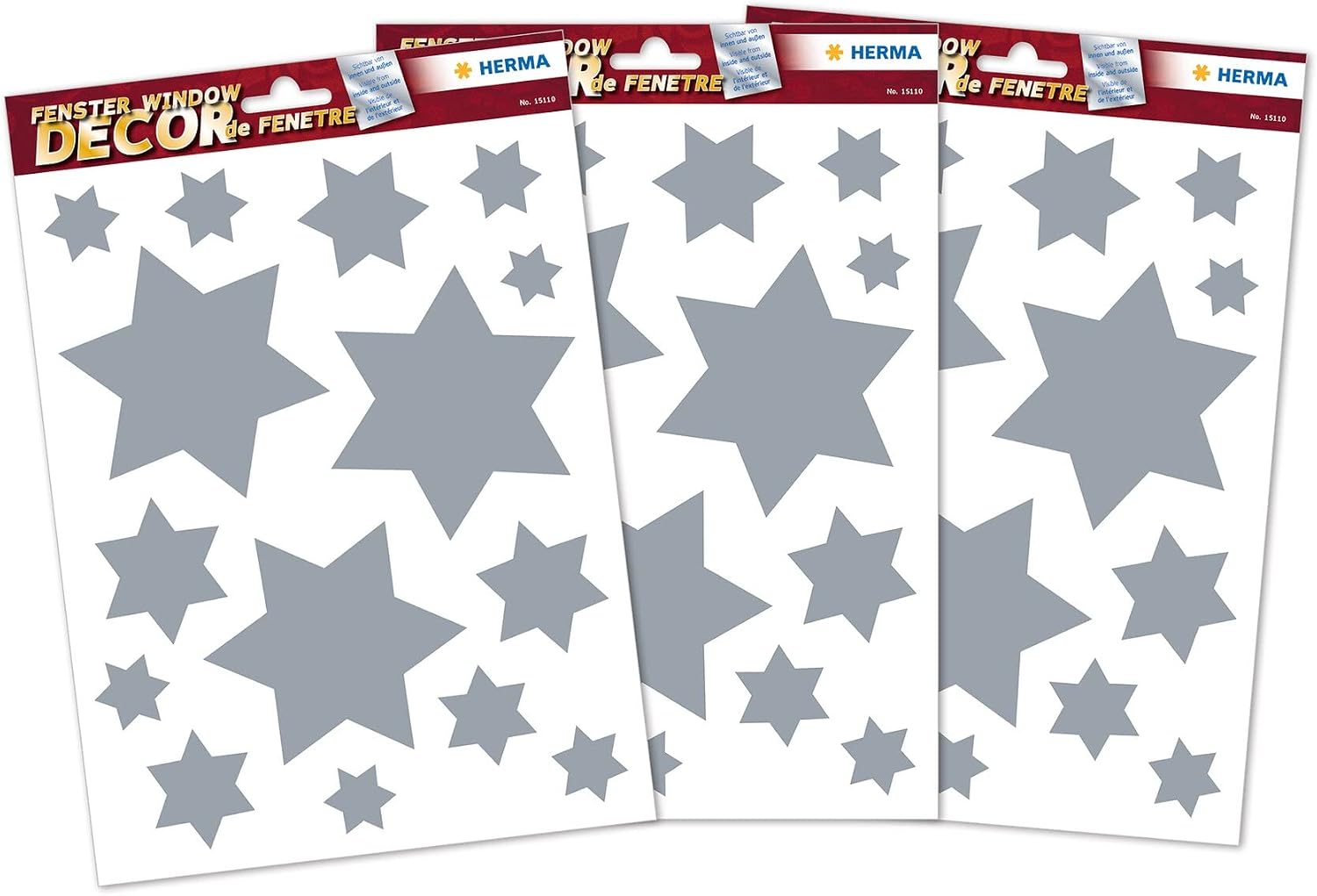 Zubehör HERMA Fensterbilder Weihnachten Sterne silber
