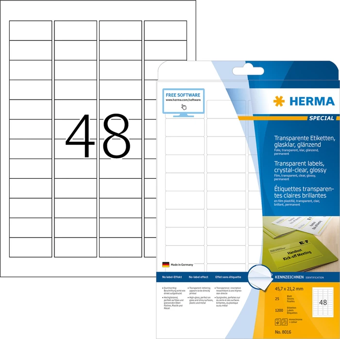 PAPIER HERMA Etik. glasklar Folie 1200 St.