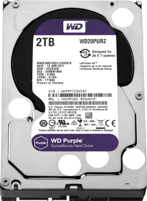 Festplatte SATA WD 2.0TB WD22PURZ Purple 24x7